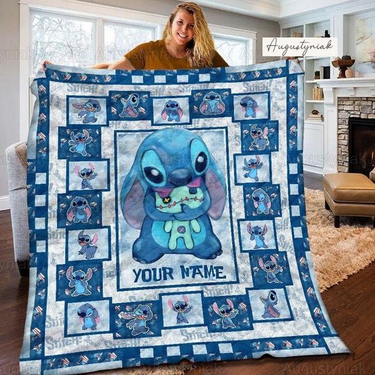Personalized Stitch , Stitch Quilt Pattern Fleece Blanket