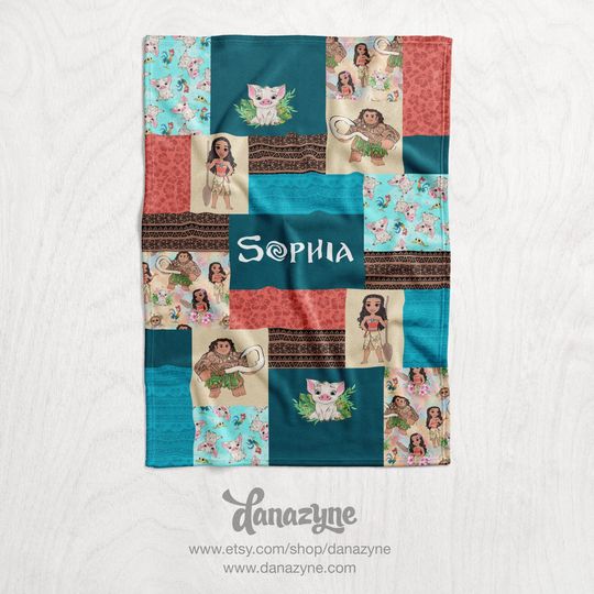 Personalized Moana Blanket / Princess Inspired Baby Name Blanket