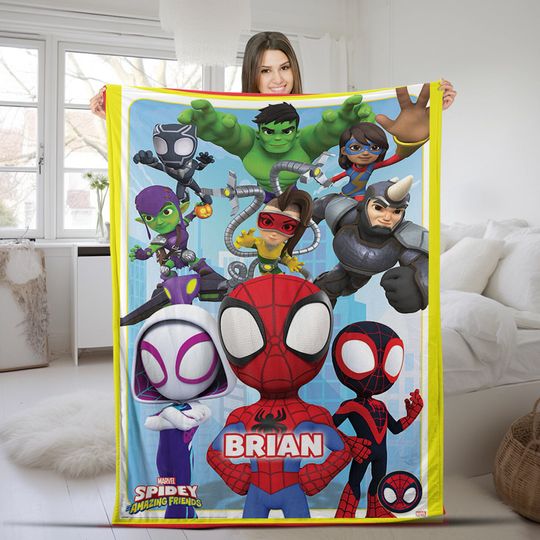Personalized Spidey And Amazing Friends Fleece Blanket