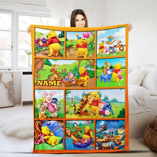 Personalized Name Blanket, Personalized Classic Winnie the Pooh Blanket