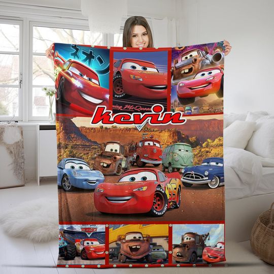 Personalized Cars Movies Blanket, Lightning Mcqueen Fleece Blanket
