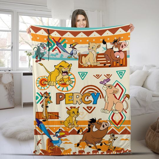 Personalized The Lion King Blanket,Simba Timon Pumbaa Fleece Blanket