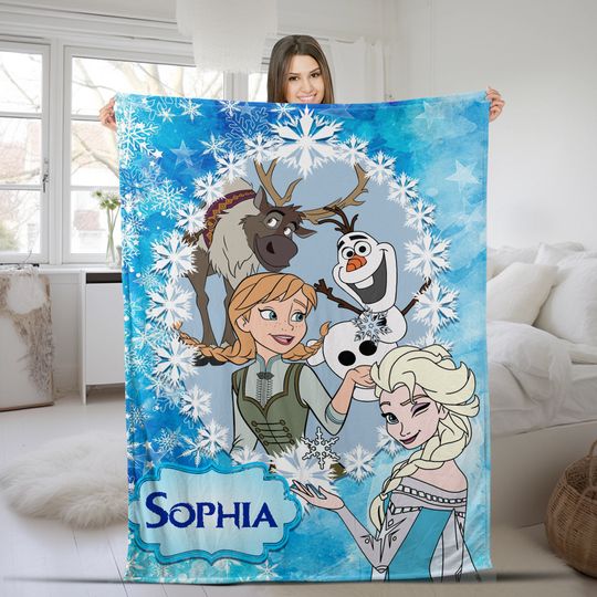 Personalized Ice Princess Movie Blanket, Animated Character Blanket