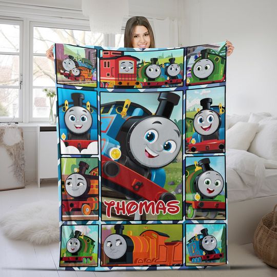 Personalized Thomas The Train Quilt Blanket, Thomas And Friends Fleece Blanket