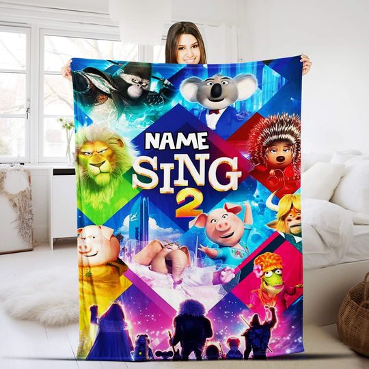 Personalize Sing Pig Blanket, Sing 2 Movie Cartoon Character Fleece Blanket