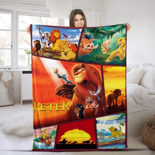 Personalized Lion King Blanket, Lion King Birthday Gift, Lion King Fleece Blanket