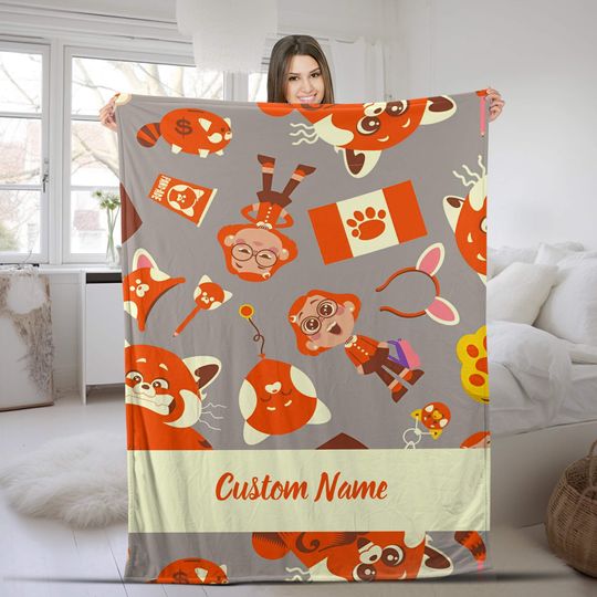 Personalized Name Turning Red Blanket, Disney Fleece Blanket
