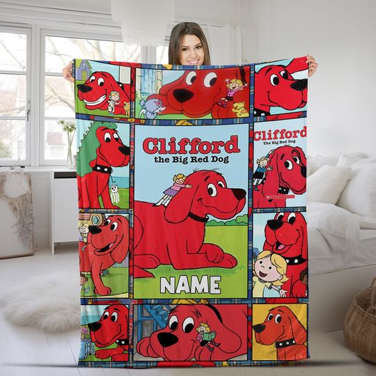 Personalized Clifford the Big Red Dog Blanket, Clifford Fleece Blanket