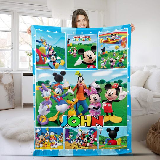 Personalized Mickey And Friends Blanket, Disney Cartoon Fleece Blanket