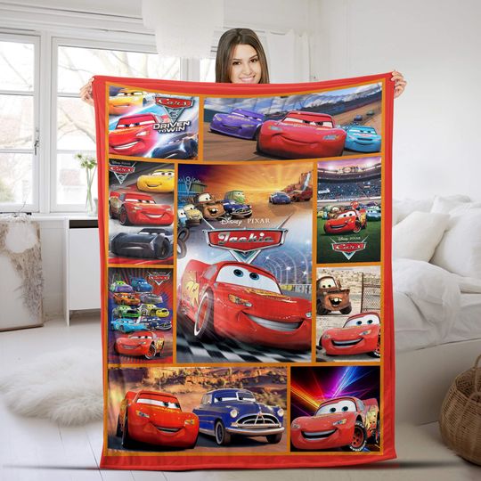 Customized Lightning McQueen Cars Velvet Fleece Blanket