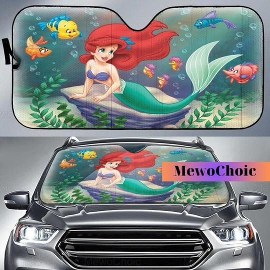 Christmas Gift, Little Mermaid Car Sunshade, Ariel Mermaid