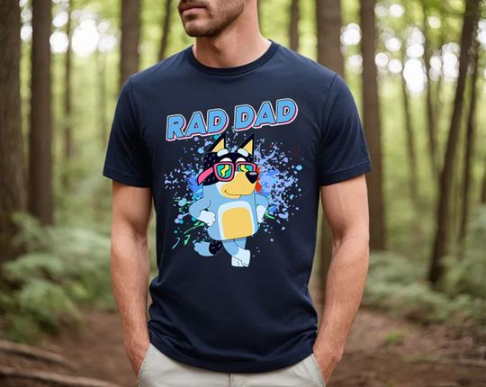 Rad Dad BlueyDad Shirt, BlueyDad Family Shirt, Retro Bandit Heeler Shirt