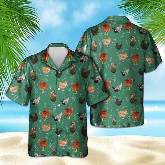 Chicken Pattern Trendy Hawaiian Shirt, Chicken Hawaiian Shirt