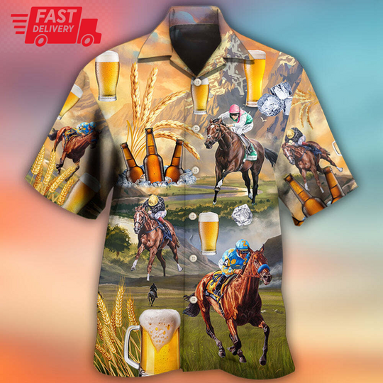Beer And Horse Racing On The Steppe 3D HAWAII SHIRT