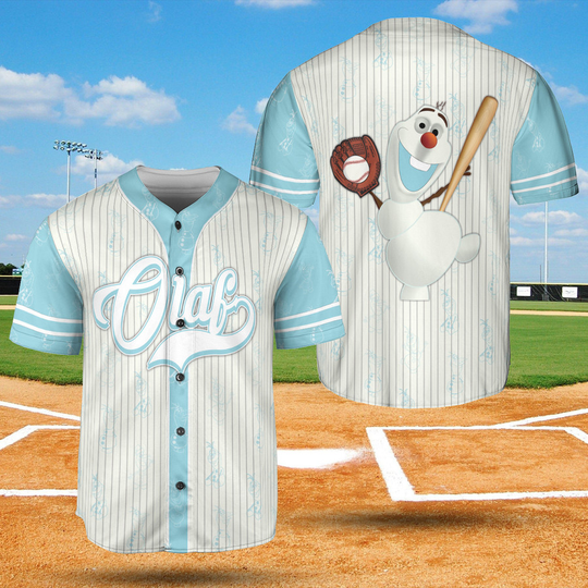 Playing Baseball With Olaf Snowman Frozen Movie Fans Baseball Jersey