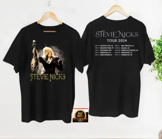 Stevie-Nicks 2024 Live In Tour Music 2 sides Black T-Shirt Gift Fans Music S-5XL