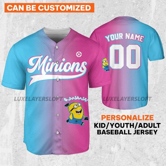 Personalize Minions Retro Colorful Minion, Custom Minions Baseball Jersey Shirt