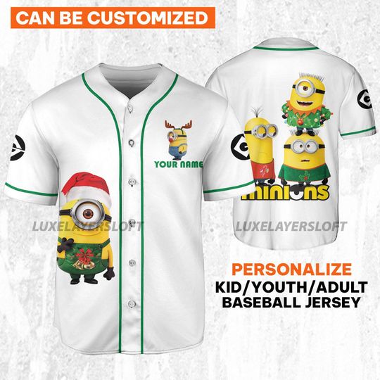 Personalize Minions Christmas Happy, Custom Baseball Jersey Shirt