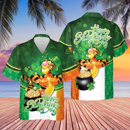 Happy Patrick's Day Irish Lucky Vibes Tigger Lovers Hawaiian Shirt