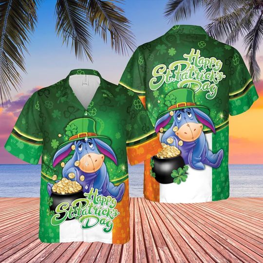 Happy Patrick's Day Irish Lucky Vibes Eeyore Lovers Hawaiian Shirt
