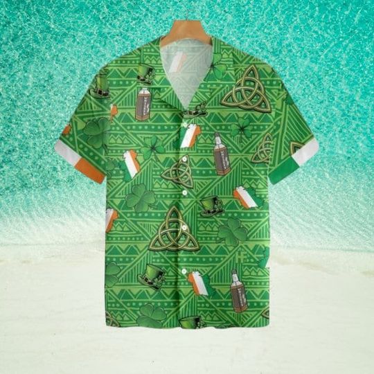 St. Patrick's Day Hawaii Shirt, Irish Hawaiian Shirt, Shamrock Shirt
