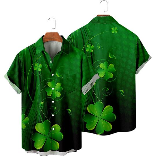 St. Patrick's Day Mens Shirts Short Sleeve Button Down St. Paddy's Funny Blouse