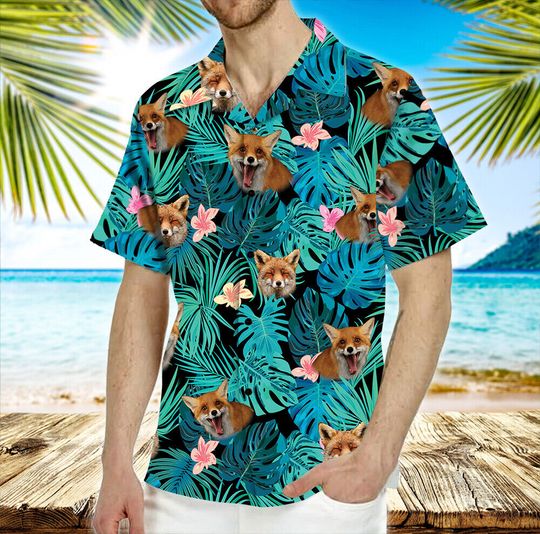 Red Fox Hawaiian Shirt for Men, Women, Fox Aloha Shirt Summer Casual Button Down