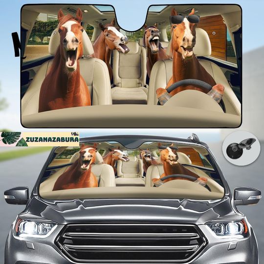 Funny Horse Car Sunshade, Horse Sunshade, Horse Car Decoration