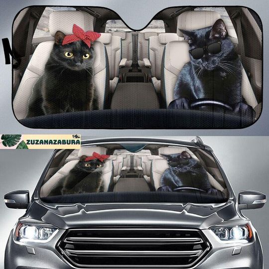 Black Cat Car Sunshade, Cat Car Auto Sun Shade