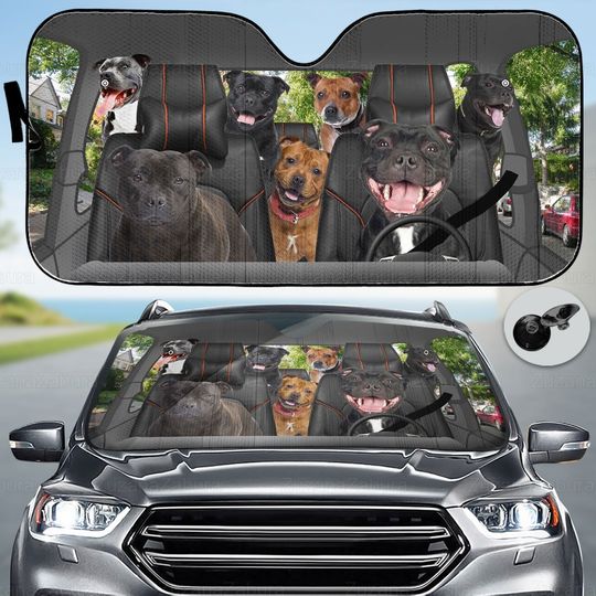 Bull Terrier Family Car Sun Shade, Bull Terrier Car Decor