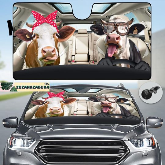 Cow Car Sunshade, Heifer Car Sun Shade, Cow Car Decoration