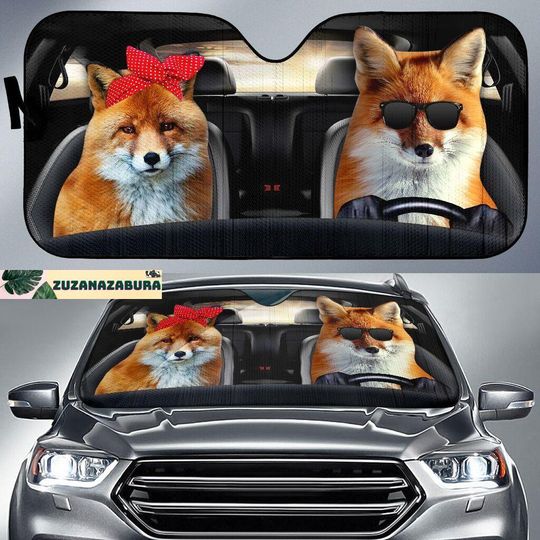 Fox Car Sunshade, Fox Auto Sun Shade, Fox Car Decor, Fox Sunshade