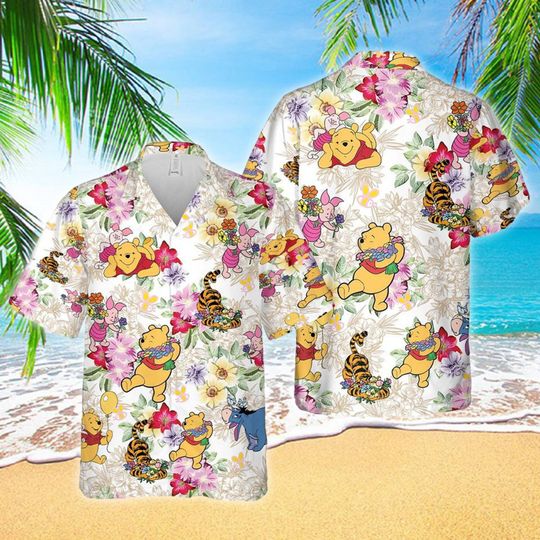 Animated Yellow Bear And Friends 3D All Over Printed Hawaiian Shirt