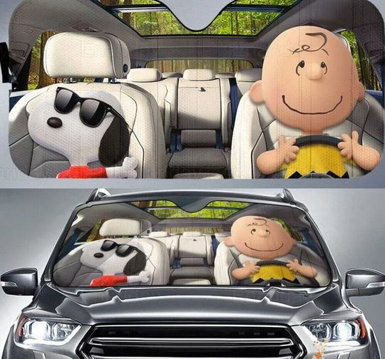 Snoopy And Charlie Sunshade, Snoopy Car Sun Shade