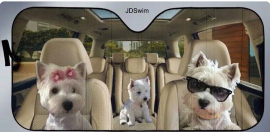 Westie Dog Car Accessory Windscreen Sunshade Cover Visor