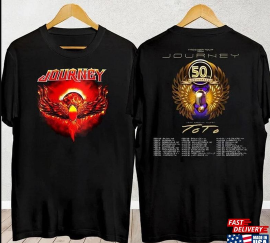Journey 2024 Tour Freedom T-Shirt Toto Concert Shirt Fans Music Band