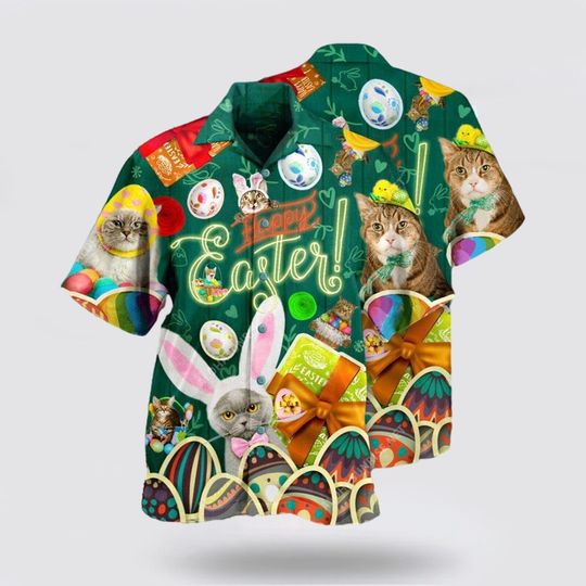 Cat Easter Blessings To You And Your Cats All Over Print Hawaiian Shirt
