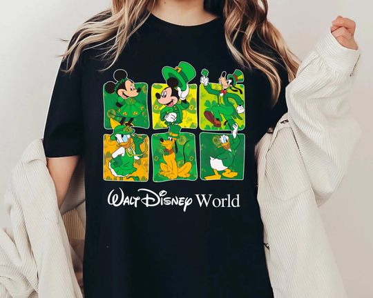 Retro Mickey And Friends Irish Shamrock  T Shirt