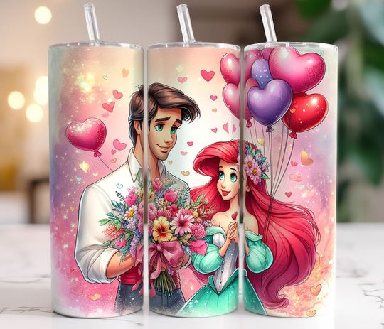 Princess Valentine Tumbler With Lip And Straw