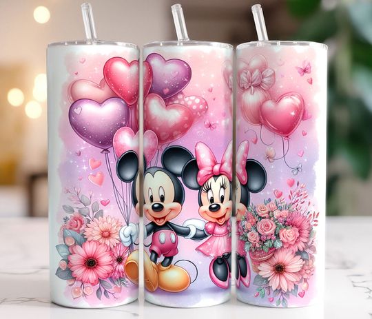 Cute Mouse Valentine 20oz Tumbler With Lip And Straw