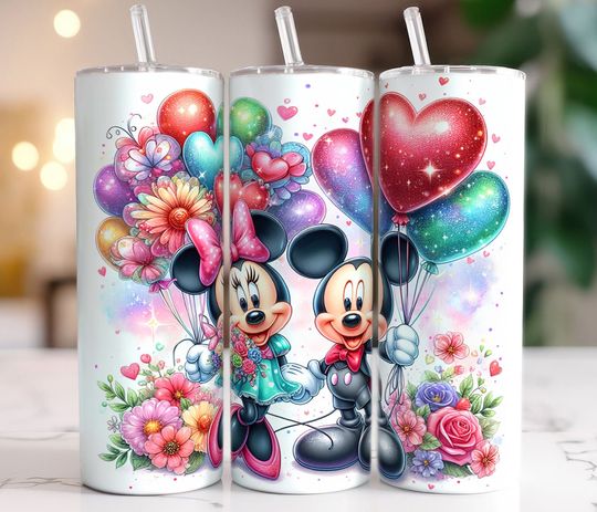 Cute Mouse Valentine Tumbler 20oz Tumbler With Lip And Straw