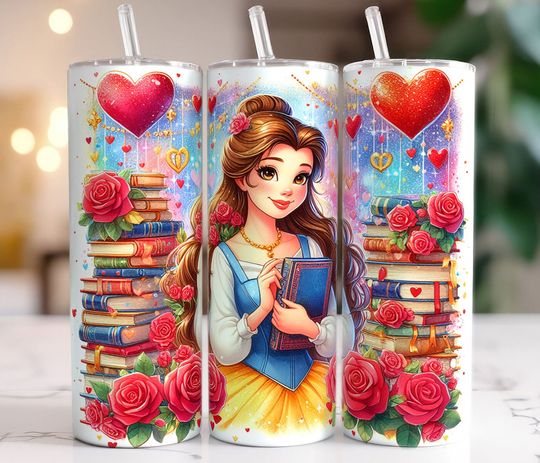 Belle Princess 20oz Tumbler With Lip And Straw