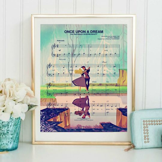 Sleeping Beauty Poster, Once Upon A Dream Sheet Music Painting