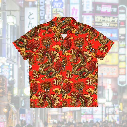 Japanese Red Dragon Hawaiian Shirt