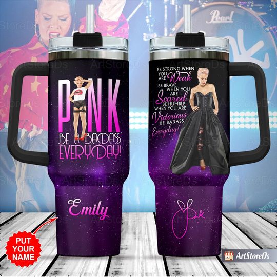 Personalized Pink P!nk Tumbler 40oz with Handle