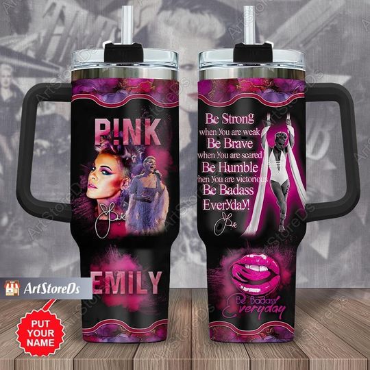 Personalized P!nk Pink Tumbler 40oz with Handle