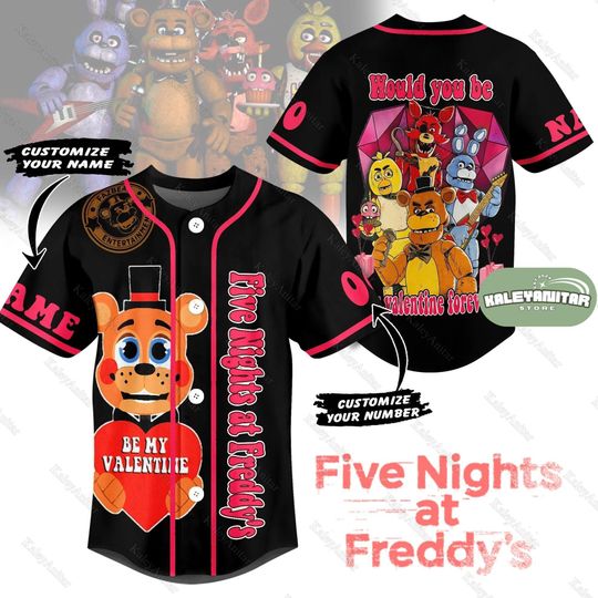 Five Nights At Freddy's Baseball Shirt, Be My Valentine Baseball Jersey