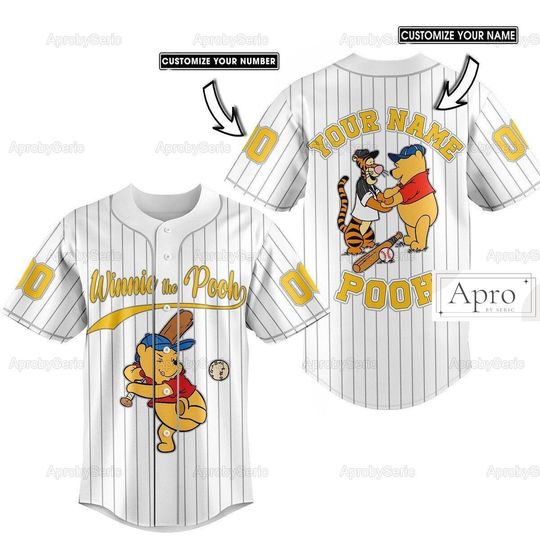 Personalized Winnie The Pooh Jersey Pooh Bear Baseball