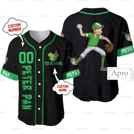 Personalized Peter Pan Jersey Tinker Bell Baseball Jersey