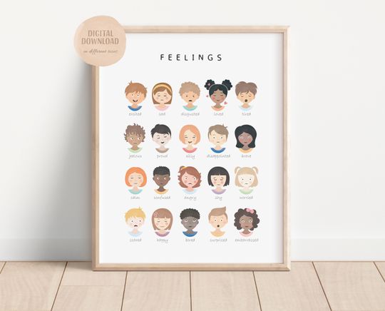 Feelings Poster, Montessori Homeschool Decor, Feelings Chart